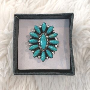 Sterling silver Turquoise Cluster ring- Size 8